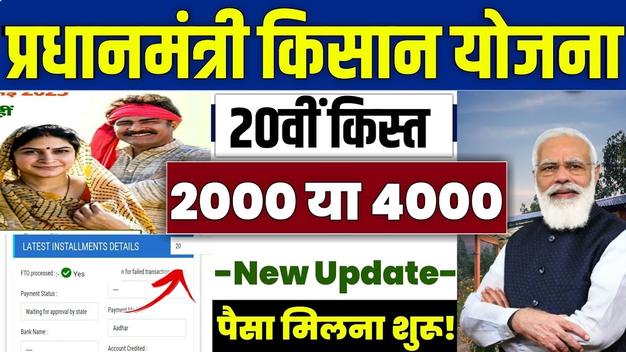PM Kisan 20वीं किस्त की खुशखबरी: किसानों के खाते में ₹2000 ट्रांसफर जल्द, चेक करें